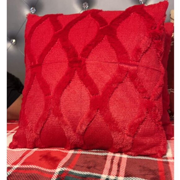 Decorative Pillow Covers 2pc Soft Accent Couch Boho Farmhouse Cottage Decor Red - Picture 6 of 12